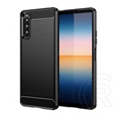 Gigapack Sony Xperia 10 IV (XQ-CC72) védő (közepesen ütésálló, légpárnás sarok, szálcsiszolt, karbon minta) fekete