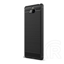 Gigapack Sony Xperia 10+ Szilikon telefonvédő (légpárnás sarok, szálcsiszolt, karbon minta, fekete)