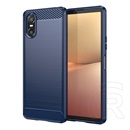 Gigapack Sony Xperia 10 VI szilikon telefonvédő (ütésállóság, légpárnás sarok, szálcsiszolt, karbon minta) sötétkék