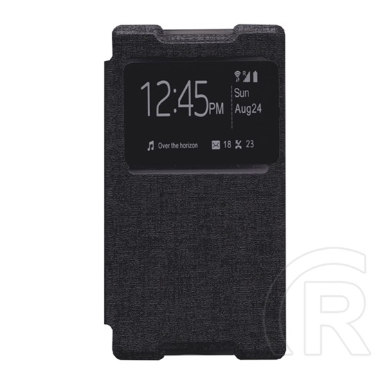 Gigapack Sony Xperia Z5 Compact (E5803) tok álló, bőr hatású (Flip, oldalra nyíló, S-View Cover) fekete