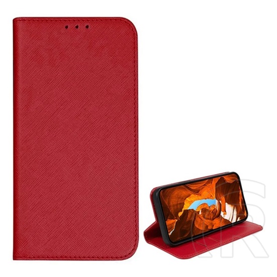 Gigapack T Phone 2 5G tok álló, bőr hatású (flip, oldalra nyíló, asztali tartó, kártyazseb, textil hatás) piros