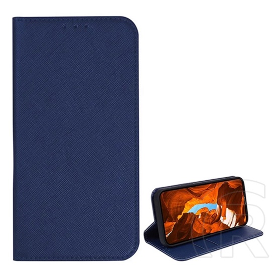 Gigapack T Phone 2 5G tok álló, bőr hatású (flip, oldalra nyíló, asztali tartó, kártyazseb, textil hatás) sötétkék