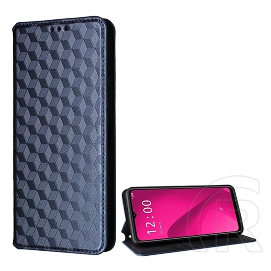 Gigapack T Phone 2 5G tok álló, bőr hatású (flip, oldalra nyíló, asztali tartó, teljes 3d rombusz, prémium) sötétkék