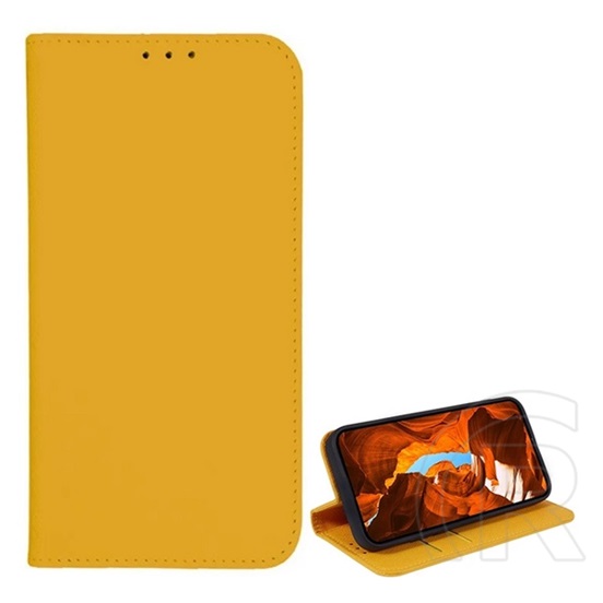 Gigapack T Phone 2 Pro 5G tok álló, bőr hatású (flip, oldalra nyíló, asztali tartó, kártyazseb, textil hatás) sárga