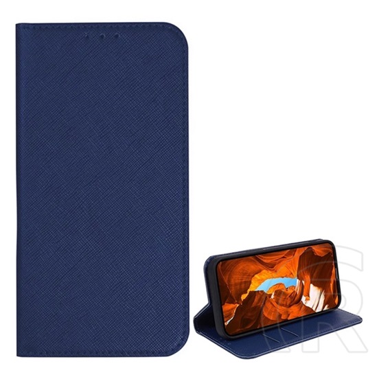 Gigapack T Phone 2 Pro 5G tok álló, bőr hatású (flip, oldalra nyíló, asztali tartó, kártyazseb, textil hatás) sötétkék