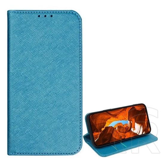 Gigapack T Phone 2 Pro 5G tok álló, bőr hatású (flip, oldalra nyíló, asztali tartó, kártyazseb, textil hatás) világoskék