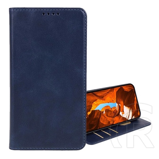 Gigapack T Phone 2 Pro 5G tok álló, bőr hatású (flip, oldalra nyíló, asztali tartó, koptatott bőr minta, ) sötétkék