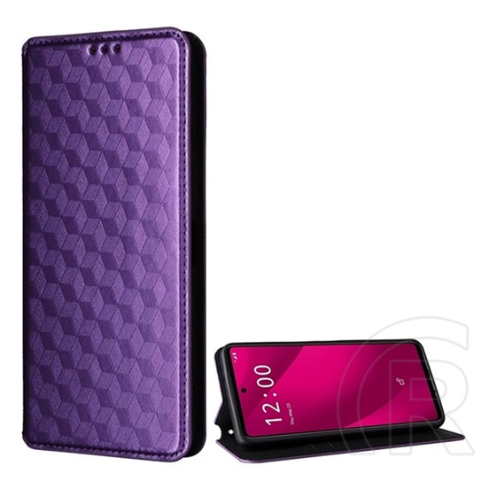 Gigapack T Phone 2 Pro 5G tok álló, bőr hatású (flip, oldalra nyíló, asztali tartó, teljes 3d rombusz, prémium) lila