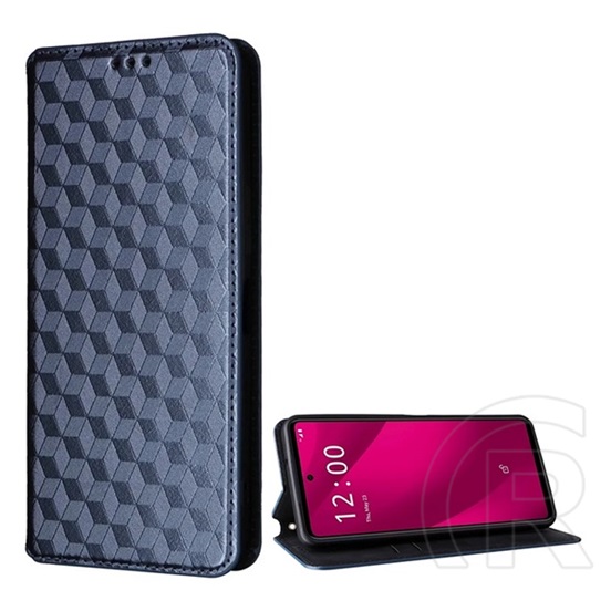 Gigapack T Phone 2 Pro 5G tok álló, bőr hatású (flip, oldalra nyíló, asztali tartó, teljes 3d rombusz, prémium) sötétkék