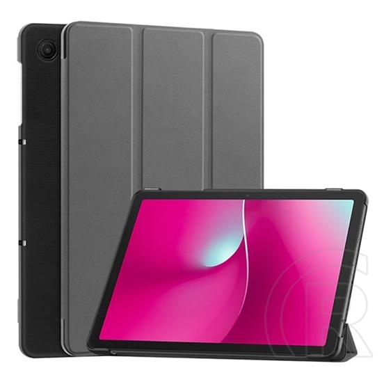 Gigapack T Tablet 2 5G tok álló, bőr hatású (aktív flip, oldalra nyíló, trifold, asztali tartó) sötétszürke