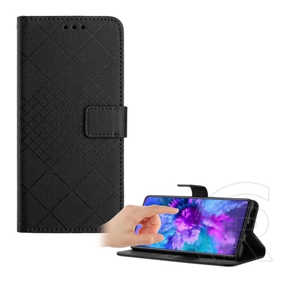 Gigapack Vivo V50 Lite tok álló, bőr hatású (flip, oldalra nyíló, asztali tartó, négyzet, prémium) fekete