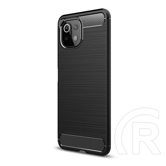 Gigapack Xiaomi 11 Lite 5G NE szilikon védő (közepesen ütésálló, légpárnás sarok, szálcsiszolt, karbon minta) fekete