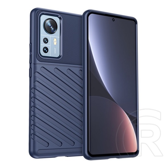 Gigapack Xiaomi 12 Pro szilikon telefonvédő (közepesen ütésálló, csíkos, dombor minta) sötétkék