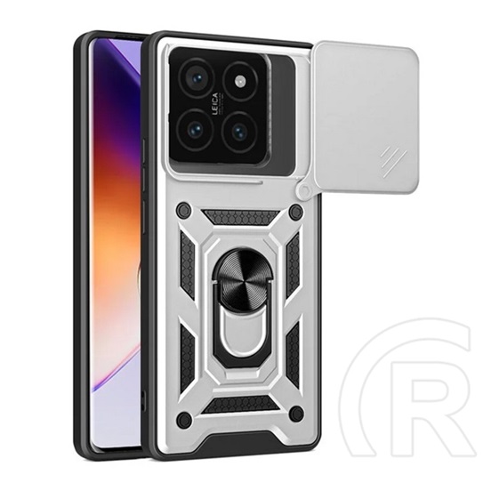 Gigapack Xiaomi 14T Pro defender szilikon telefonvédő (ütésállóság, tartógyűrű, kameravédő) ezüst