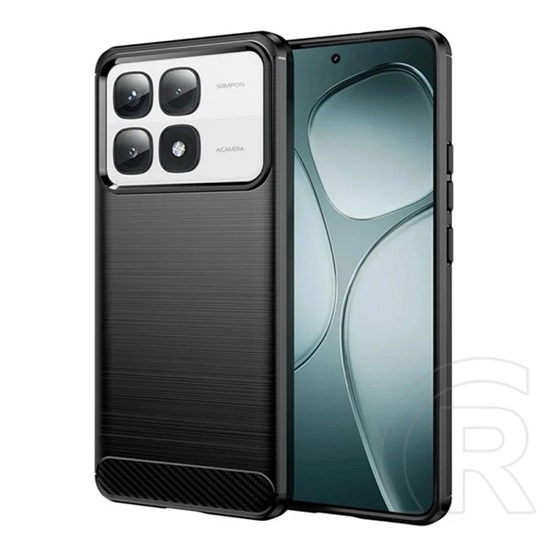 Gigapack Xiaomi 14T Pro szilikon telefonvédő (ütésállóság, légpárnás sarok, szálcsiszolt, karbon minta) fekete