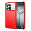 Gigapack Xiaomi 14T Pro szilikon telefonvédő (ütésállóság, légpárnás sarok, szálcsiszolt, karbon minta) piros