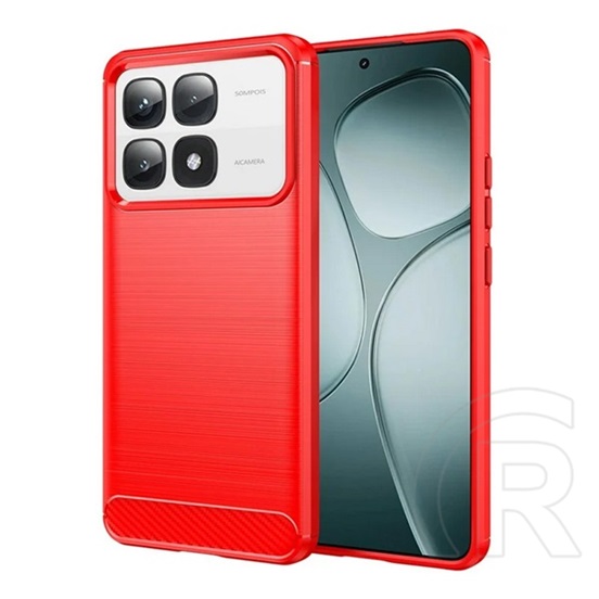 Gigapack Xiaomi 14T Pro szilikon telefonvédő (ütésállóság, légpárnás sarok, szálcsiszolt, karbon minta) piros