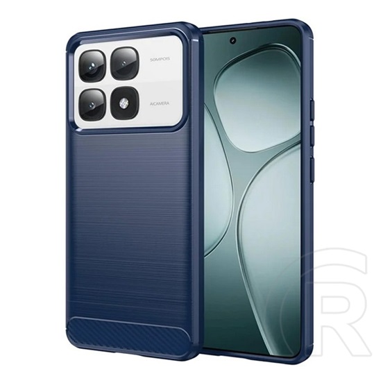 Gigapack Xiaomi 14T Pro szilikon telefonvédő (ütésállóság, légpárnás sarok, szálcsiszolt, karbon minta) sötétkék
