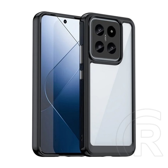 Gigapack Xiaomi 14 5G műanyag telefonvédő (szilikon keret, ütésállóság, átlátszó hátlap) fekete