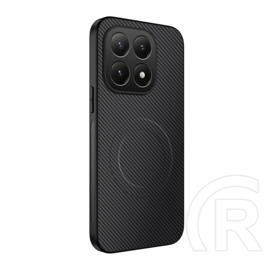 Gigapack Xiaomi 15T szilikon telefonvédő (műanyag hátlap, karbon minta, mágneses) fekete