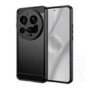 Gigapack Xiaomi 15 Ultra szilikon telefonvédő (ütésállóság, légpárnás sarok, szálcsiszolt, karbon minta) fekete