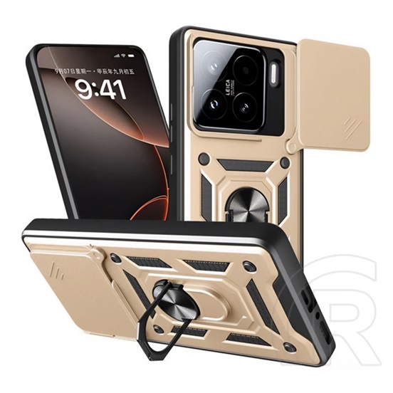 Gigapack Xiaomi 15 defender szilikon telefonvédő (ütésállóság, tartógyűrű, kameravédő) arany