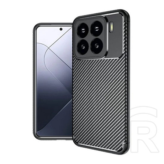 Gigapack Xiaomi 15 szilikon telefonvédő (ütésállóság, légpárnás sarok, karbon minta) fekete
