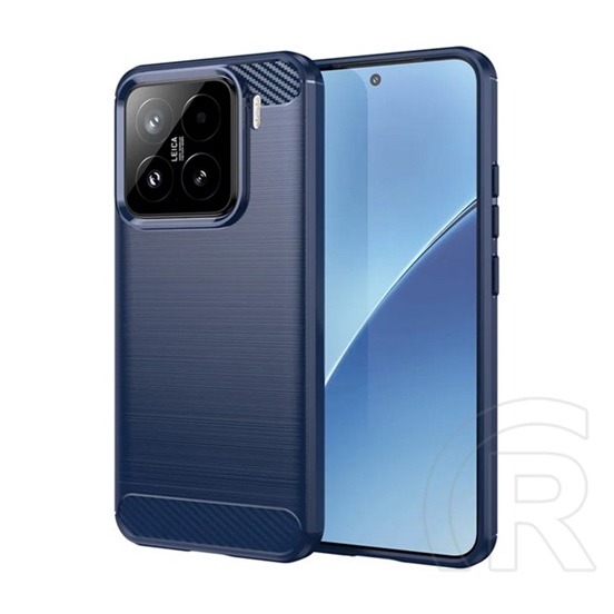 Gigapack Xiaomi 15 szilikon telefonvédő (ütésállóság, légpárnás sarok, szálcsiszolt, karbon minta) sötétkék