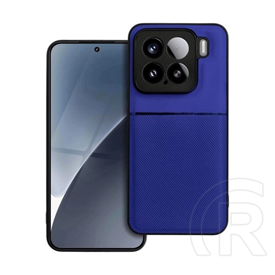 Gigapack Xiaomi 15 szilikon telefonvédő (ütésállóság, mágneses, bőr hatású hátlap, csíkos) sötétkék