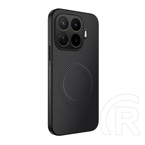 Gigapack Xiaomi 17T Pro szilikon telefonvédő (műanyag hátlap, karbon minta, mágneses) fekete