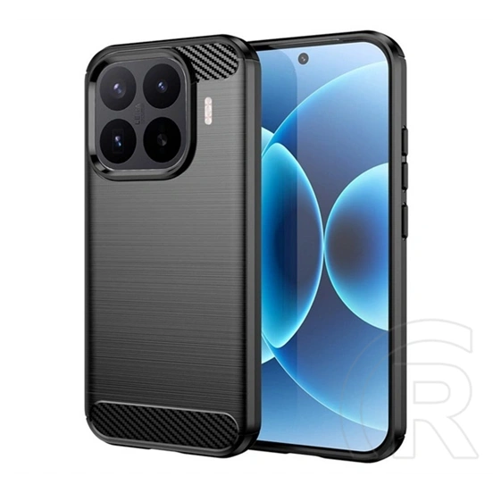 Gigapack Xiaomi 17T Pro szilikon telefonvédő (ütésállóság, légpárnás sarok, szálcsiszolt, karbon minta) fekete