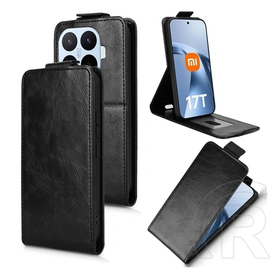 Gigapack Xiaomi 17T Pro tok álló, bőr hatású (flip, lefelé nyíló, asztali tartó, bankkártya tartó, prémium) fekete