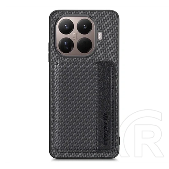 Gigapack Xiaomi 17T Pro védő (ütésálló, bőr hatású, mágneses, kitámasztó, kártyatartó, rfid, karbon minta) fekete