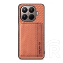 Gigapack Xiaomi 17T Pro védő (ütésálló, bőr hatású, mágneses, kitámasztó, kártyatartó, rfid, karbon minta) sötétbarna