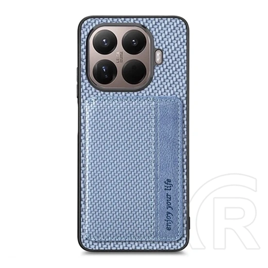 Gigapack Xiaomi 17T Pro védő (ütésálló, bőr hatású, mágneses, kitámasztó, kártyatartó, rfid, karbon minta) sötétkék