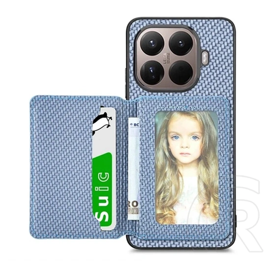 Gigapack Xiaomi 17T Pro védő (ütésálló, bőr hatású, mágneses, kitámasztó, kártyatartó, rfid, karbon minta) sötétkék