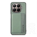 Gigapack Xiaomi 17T Pro védő (ütésálló, bőr hatású, mágneses, kitámasztó, kártyatartó, rfid, karbon minta) sötétzöld