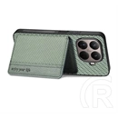 Gigapack Xiaomi 17T Pro védő (ütésálló, bőr hatású, mágneses, kitámasztó, kártyatartó, rfid, karbon minta) sötétzöld
