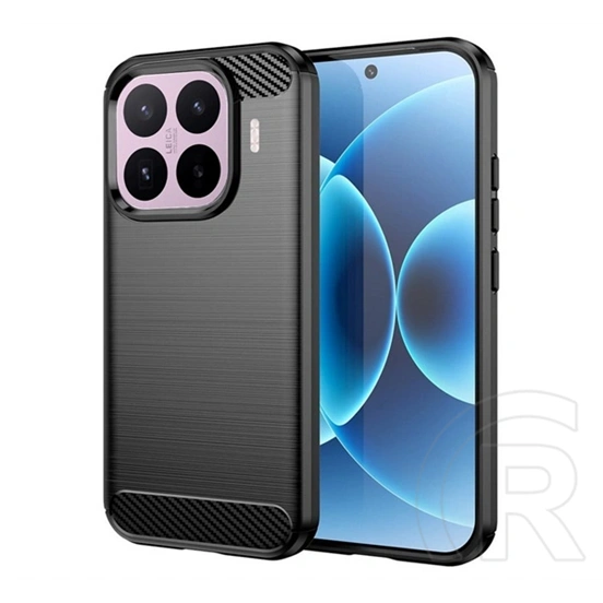 Gigapack Xiaomi 17T szilikon telefonvédő (ütésállóság, légpárnás sarok, szálcsiszolt, karbon minta) fekete