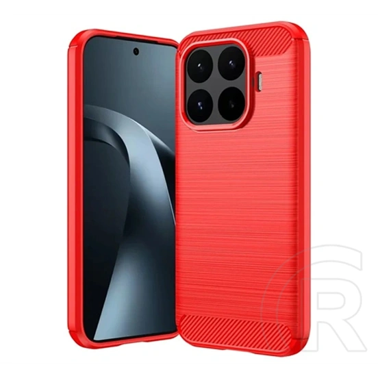 Gigapack Xiaomi 17T szilikon telefonvédő (ütésállóság, légpárnás sarok, szálcsiszolt, karbon minta) piros