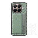 Gigapack Xiaomi 17T szilikon védő (ütésálló, bőr hatás, mágneses, kitámasztó, kártyatartó, rfid, karbon minta) sötétzöld
