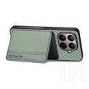 Gigapack Xiaomi 17T szilikon védő (ütésálló, bőr hatás, mágneses, kitámasztó, kártyatartó, rfid, karbon minta) sötétzöld