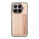 Gigapack Xiaomi 17T szilikon védő (ütésálló, bőr hatású, mágneses, kitámasztó, kártyatartó, rfid, karbon minta) bézs