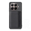 Gigapack Xiaomi 17T szilikon védő (ütésálló, bőr hatású, mágneses, kitámasztó, kártyatartó, rfid, karbon minta) fekete