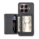 Gigapack Xiaomi 17T szilikon védő (ütésálló, bőr hatású, mágneses, kitámasztó, kártyatartó, rfid, karbon minta) fekete