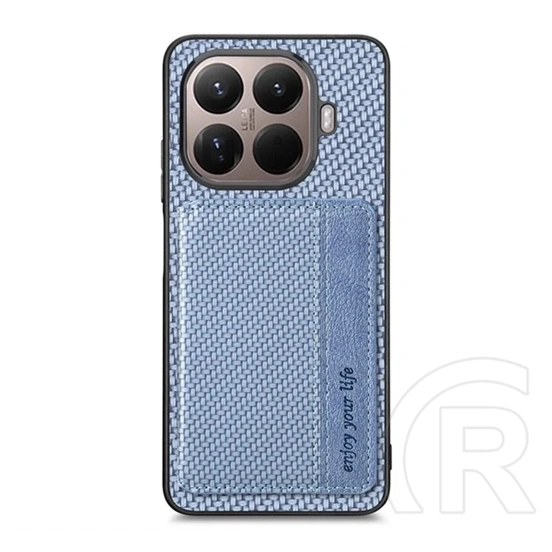 Gigapack Xiaomi 17T szilikon védő (ütésálló, bőr hatású, mágneses, kitámasztó, kártyatartó, rfid, karbon minta) sötétkék