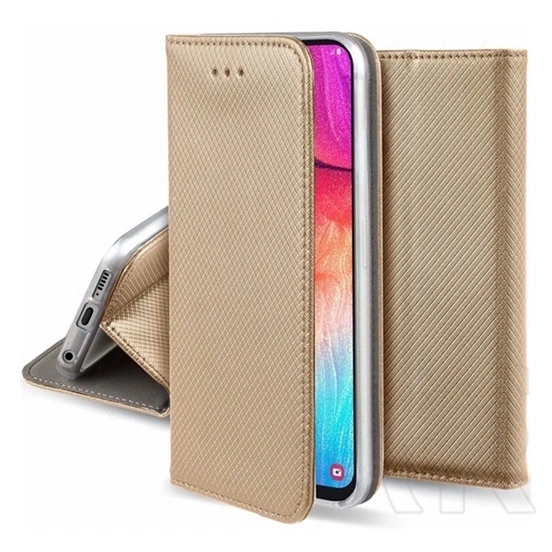 Gigapack Xiaomi 17T tok álló, bőr hatású (flip, oldalra nyíló, asztali tartó, rombusz) arany