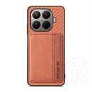 Gigapack Xiaomi 17T védő (ütésálló, bőr hatású, mágneses, kitámasztó, kártyatartó, rfid, karbon minta) sötétbarna