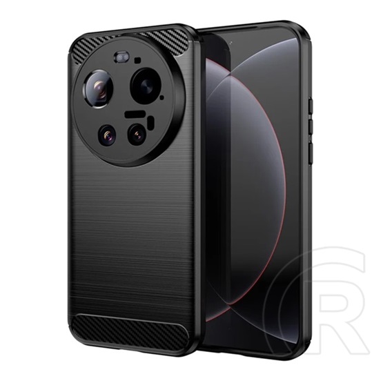 Gigapack Xiaomi 17 Ultra szilikon telefonvédő (ütésállóság, légpárnás sarok, szálcsiszolt, karbon minta) fekete