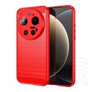 Gigapack Xiaomi 17 Ultra szilikon telefonvédő (ütésállóság, légpárnás sarok, szálcsiszolt, karbon minta) piros